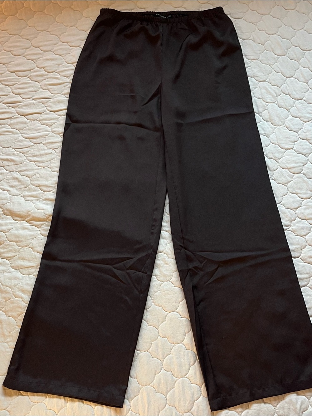 NWT Sincerely Jules Dark Chocolate Brown Satin Wide Leg Pull On Pants